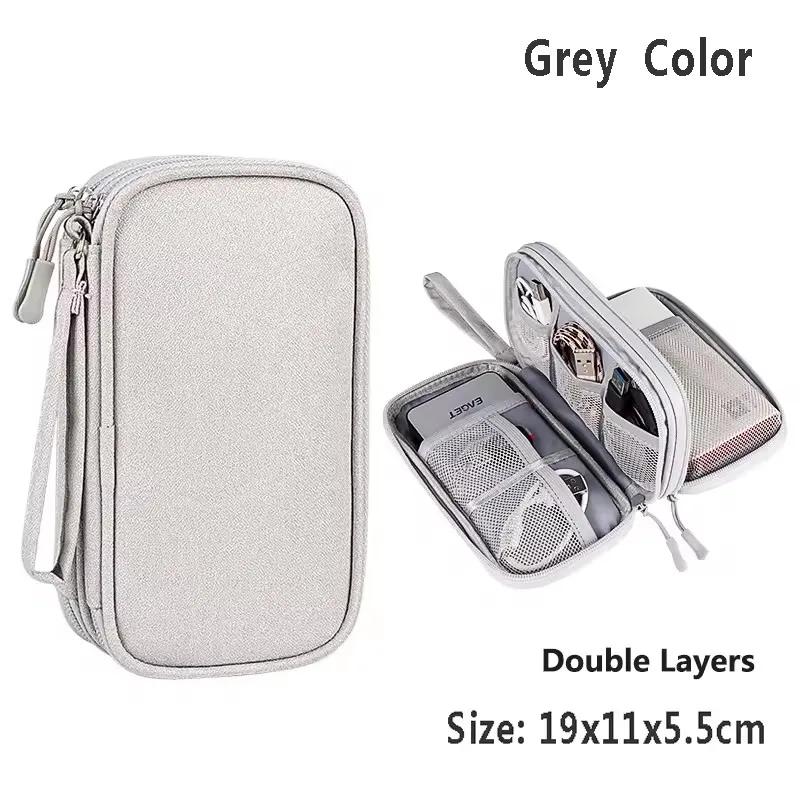 Data Cable Storage Bag Waterproof Portable Carry Case Layers Storage Bag Travel Organizer Bag for Cable Cord USB Charger