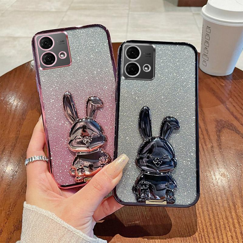 Funda fina con bonito conejo para Motorola Moto G84 5G, antigolpes, con soporte para teléfono