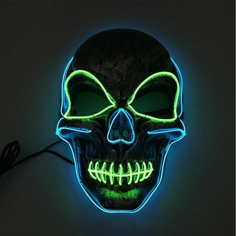 Neueste Halloween LED Masken Party Tanzen LED Blinkendes Neonlicht Leuchtende EL Draht Leuchtende Geister Schädel Maske