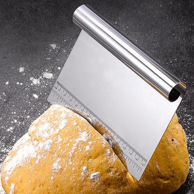 Stainless Steel Dough and Flour Cutter with Scale - Baking and Noodle Scraper Tool