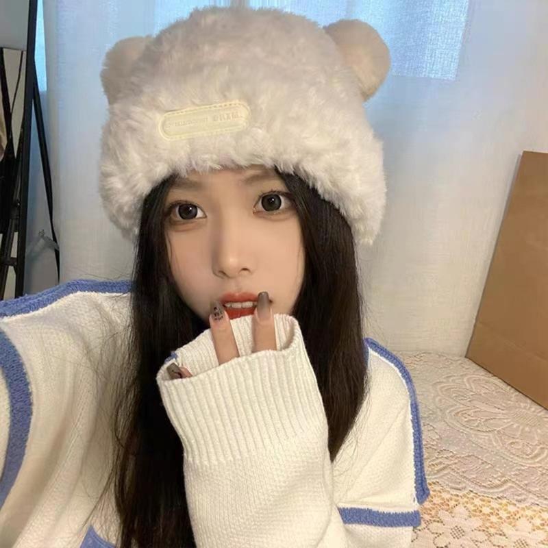 Adult Children Furry Ears Winter Hat Bear Hat New Year Winter Headwear