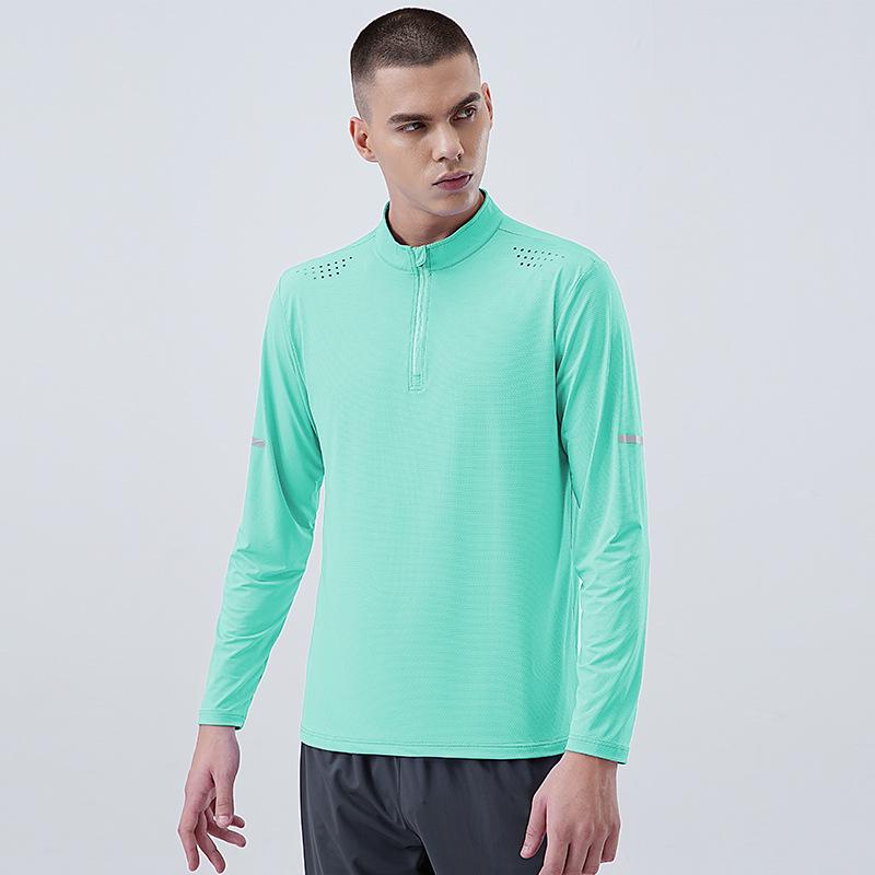 

Спортивное худи с коротким рукавом и молнией до середины груди, быстросохнущее, для весны и осени - Дышащее с длинным рукавом для тренировок и бега XL