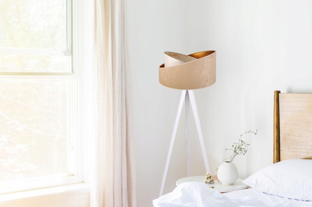 Floor Lamp Standing Tripod Wooden Lampshade Pattern