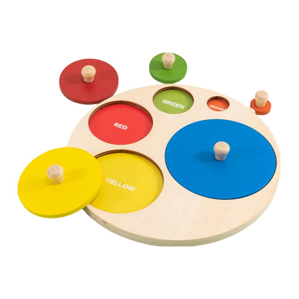 Montessori Puzzle Toy Wooden Pegged Puzzle Board Shape & Color Sorting Preschool Learning Toy Non Slip for Baby Toddlers