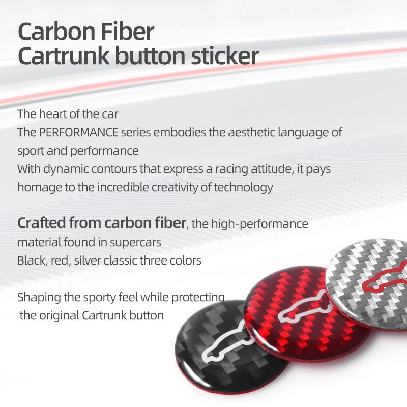 For Tesla 2019- Model 3 Highland 2026 Model Y Juniper Carbon Fiber Rear Trunk Switch Button Trim Sticker Car Interior Accessory