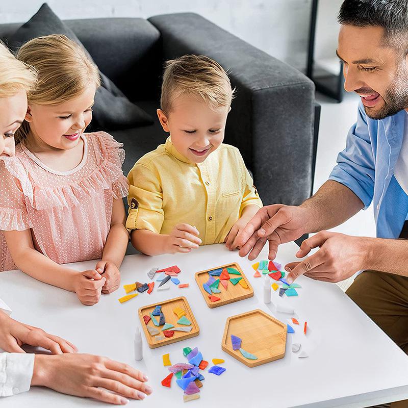 Mosaik Glimmer Bambu Underlägg & Grytunderlägg DIY-kit för Studenter & Barn