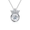 Women's Beating Heart Crown Silver Necklace – Luxury Pendant with Clavicle Chain