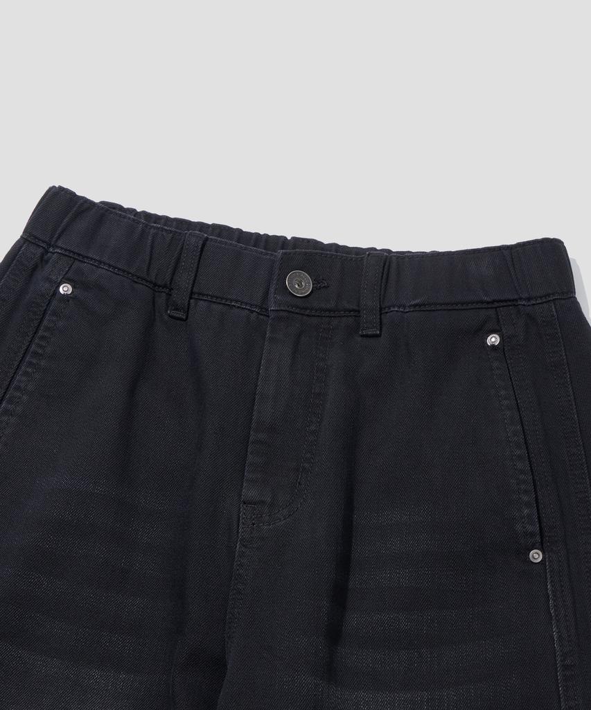 AGOD Vintage Elastic Waist Balloon Denim Pants [Black]