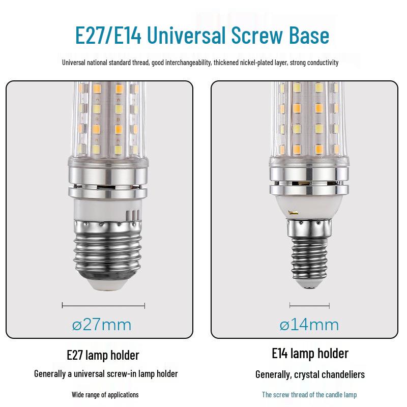 High Brightness LED Corn Bulb E14/E27 Screw Base 110v/220V Pendant Crystal Light for Indoor Lighting