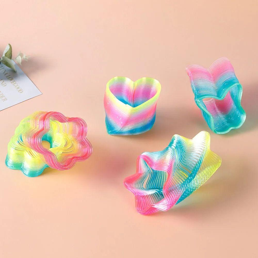 5pcs Plastic Creative Spring Coil Kids Boys Girls Puzzle Toys New Rainbow Magic Springs Toys