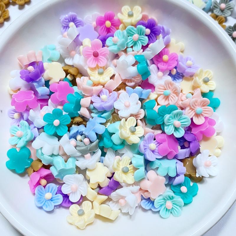 100Pcs New Cute Mini 9mm Flower Flat Back Resin Scrapbooking DIY Jewelry Craft Decoration Accessorie