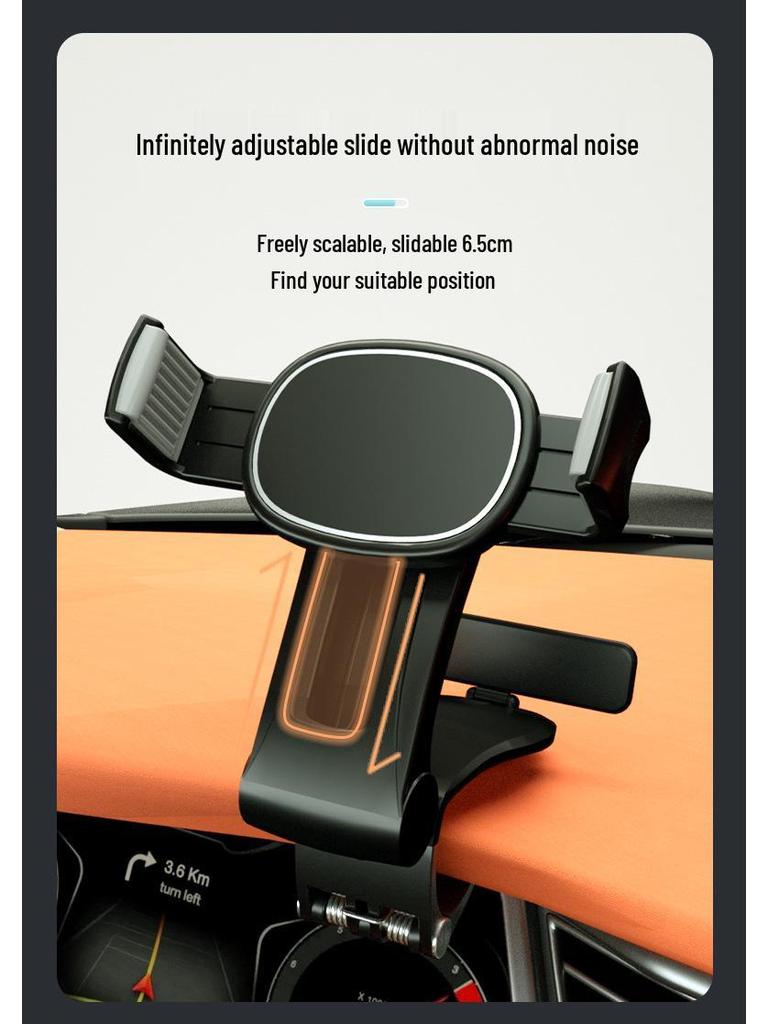 Cross-border Sliding Rail Car Phone Holder with Dashboard Mount and Rotating Navigation for Parking.