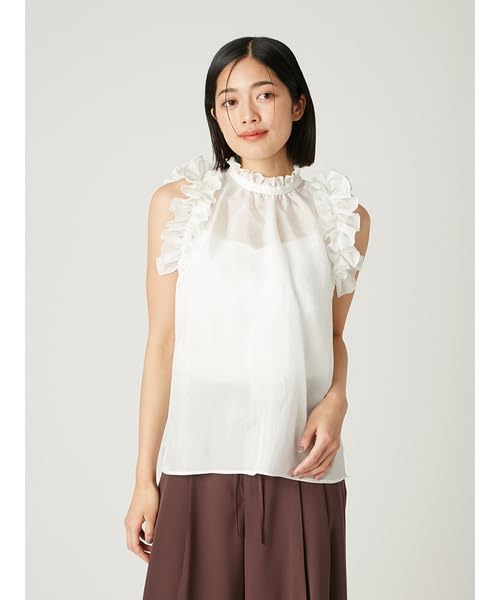 FRAY Gathered Frill Blouse FWFB254163 White I.D. Women's 2-Way