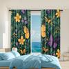 2 Pcs   Versatile Polyester Transparent Curtains for Home Decoration Butterflies and Flowers for Use In Bedrooms and Living Rooms