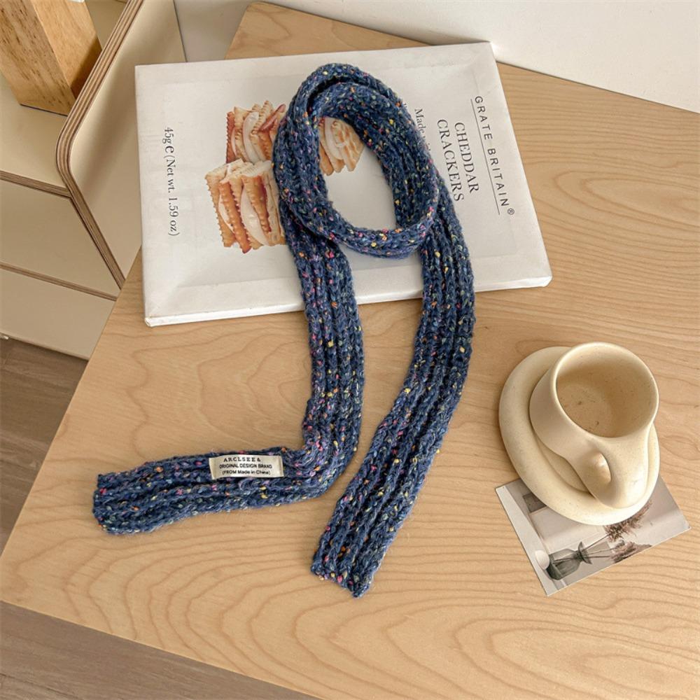 Y2K Style Long Narrow Scarves Harajuku Knitted Colorful Dot Shawl  Streetwear