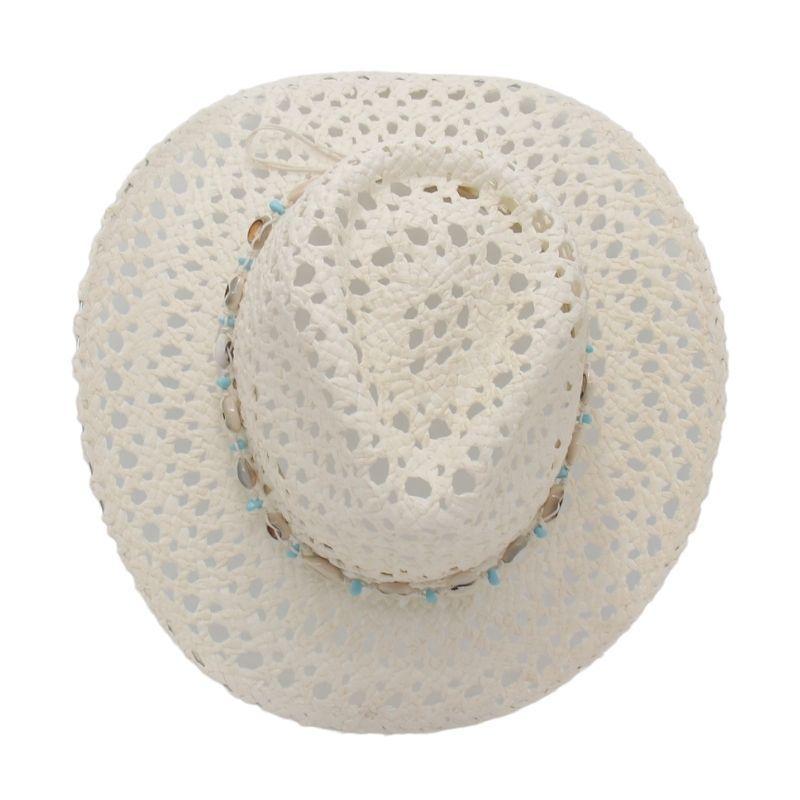 Ethnic Style Hollow Straw Hat Small Fresh Hand-Woven Elegant Idyllic Hawaiian Vacation Seaside Breathable