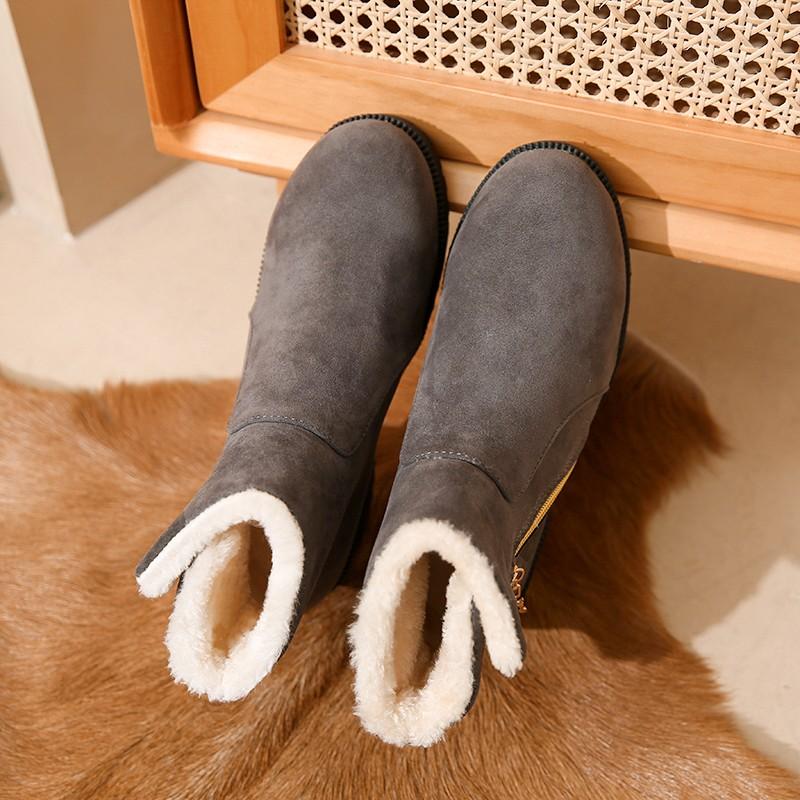 

Европейские и американские зимние ботинки для женщин на зиму, из матовой кожи, с высоким верхом и толстой подошвой, теплые хлопковые ботинки Trafza