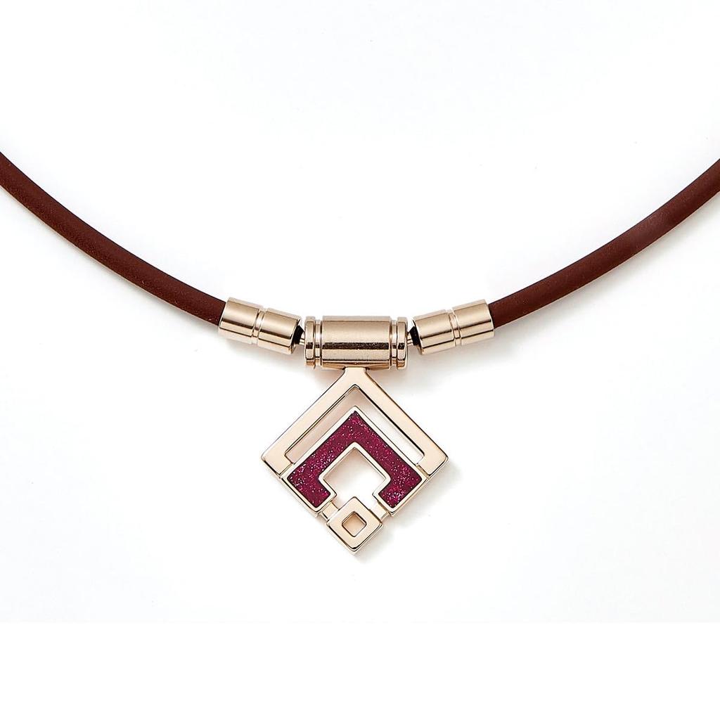 Official Limited Edition Magnetic Necklace Health Necklace TAO Necklace Slim ARAN mini Brown Champagne Gold x Ruby Red Glitter L [Colantotte]