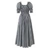 Autumn 2025 European Style Pastoral Plaid Puff Sleeve Dress for Women