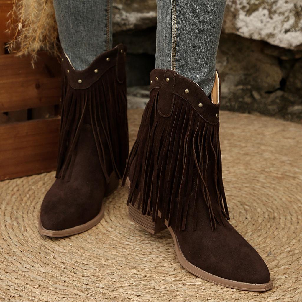 Moda Damskie Botki Wsuwane na Kostkę Kwadratowy Obcas Średni Obcas Buty Damskie 2025 Nowa Moda Wygodne Botki ze Szpiczastym Noskiem Zapatos De Mujer