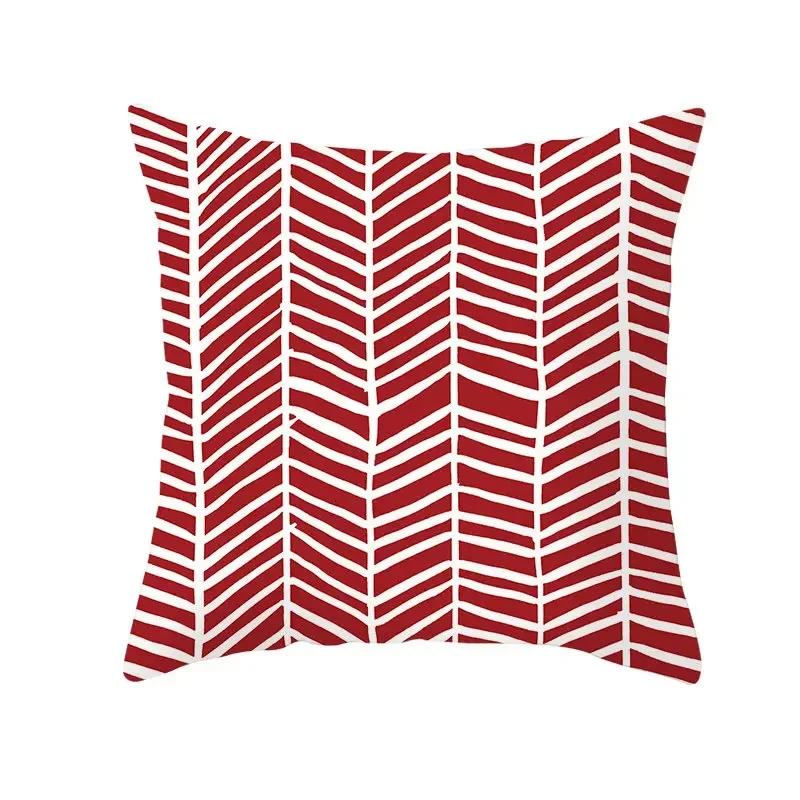 Red Geometric Pillowcase Living Room Sofa Cushion Polyester Pillowcase Home Bedroom Car Decorative Pillowcase 45X45Cm