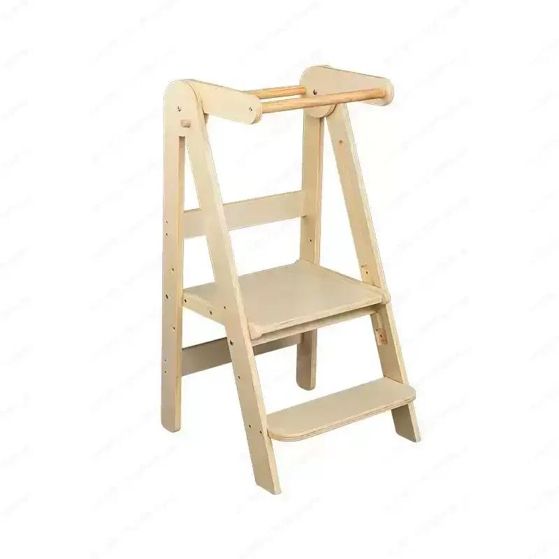 Learning Tower - Solid Wood Foldable Step Stool with Armrest for Toddlers - Ideal for Kitchen Use