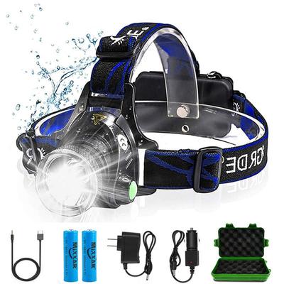 LED פנס ראש נטענת מנורת ראש זום פנס עמיד למים פנס שלושה מצבי מתג אור USB טעינת קמפינג
