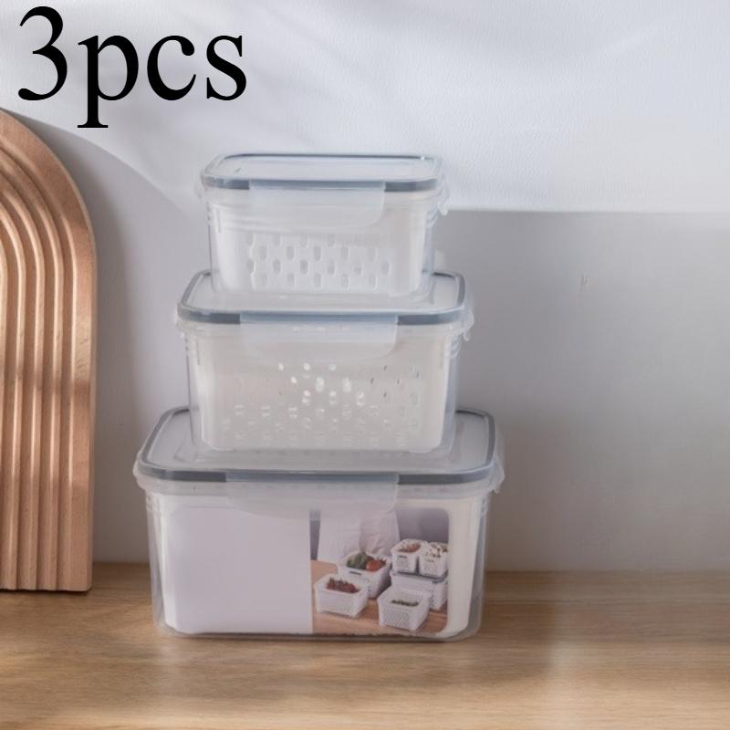 

Контейнеры для хранения фруктов для холодильника со съемным дуршлагом, герметичный контейнер для хранения продуктов, можно мыть в посудомоечной машине белый