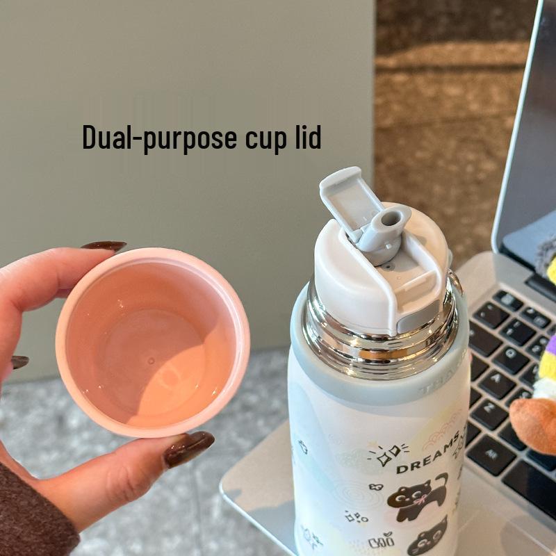 Cartoon Insulated Stainless Steel Cup – Cute, Portable Water Bottle for Students, Ideal for Autumn and Winter.