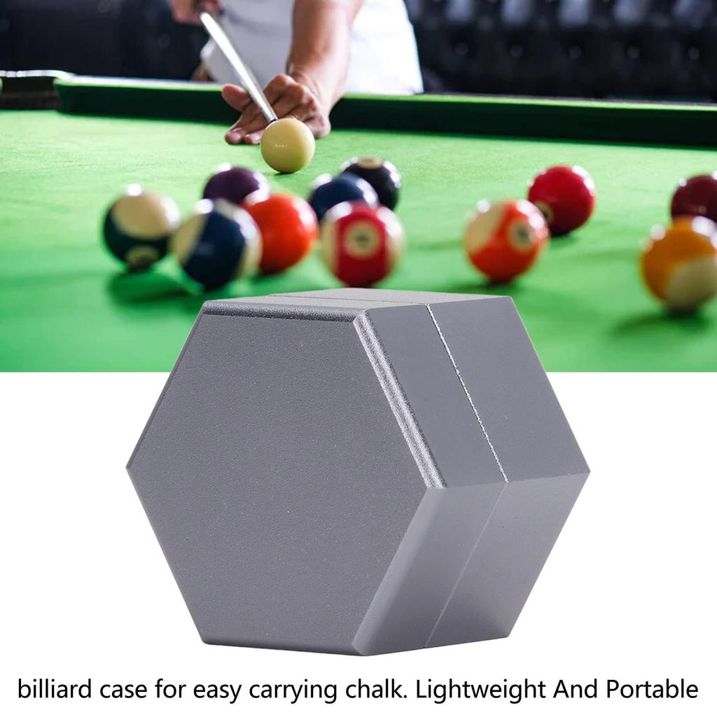 Billiard Chalk Lightweight and Portable Mini Billiard Chalk Hexagonal Pool Cue Chalk Box Billiard Accessories Holder, Case, Holder, (Gray)