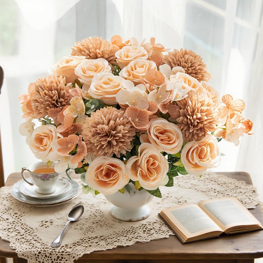 Artificial Flowers Rose Centerpieces Fake Plants Wedding Room Home Outdoor Garden Party Gifts Arrangement Festival Diy Box Table