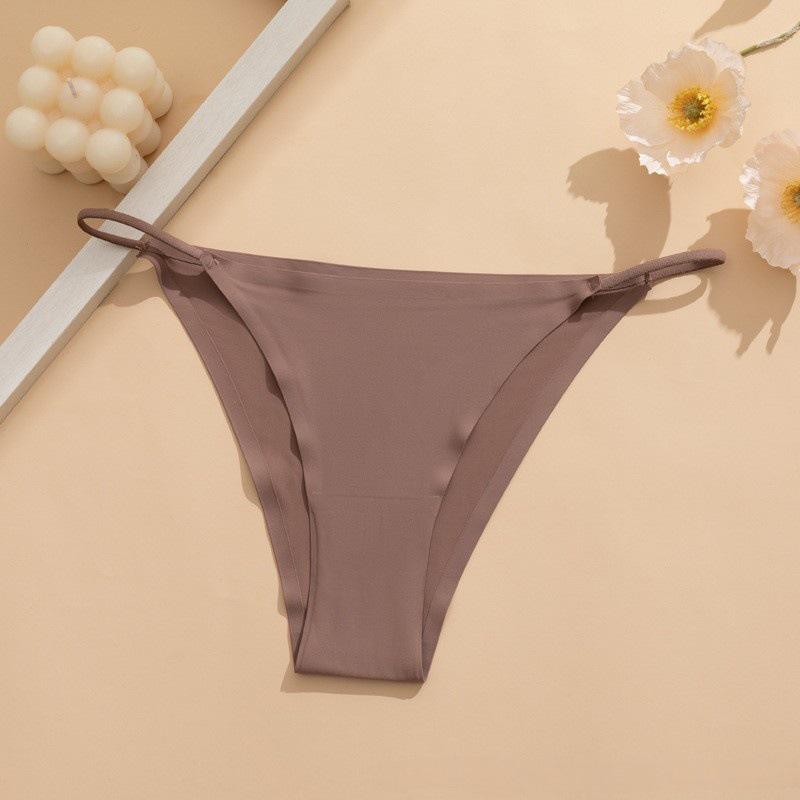 Europäischer & Amerikanischer Niedrig taillierter Klebeband Bikini-Tanga - Nahtloser Schnelltrocknender Eis-Seidenstoff mit Baumwollzwickel