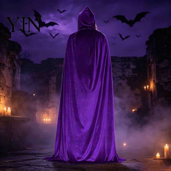 Unisex Hooded Cloak for Halloween Adults Cloak, Velvet Vampire Wizard Cape, Renaissance Masquerade Party Outfit Prop Medieval Costume Witch