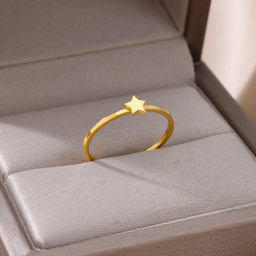 Cute Star Moon Rings For Women Stainless Steel Open Adjustable Gold Color Wedding Engaement Ring Jewelry Gift For Her bague