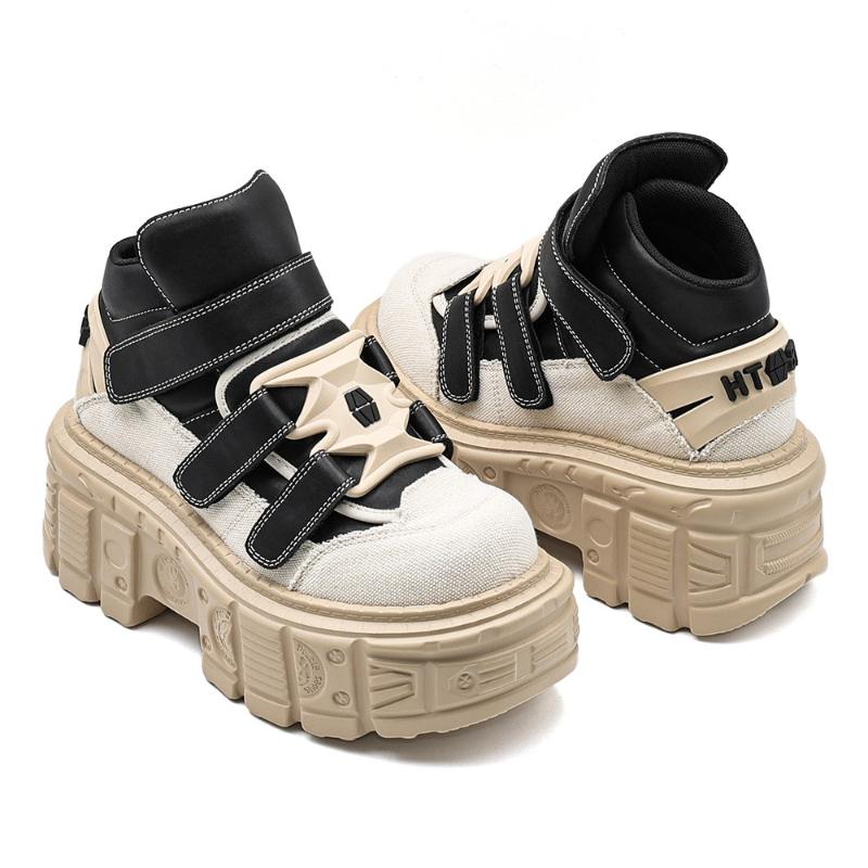 

2025 Gothic Ankle Rock Boots New Punk Style Women Shoes Lace-up Heel Height 8CM Platform Shoes Woman Metal Decor Woman Sneakers 43 чорний