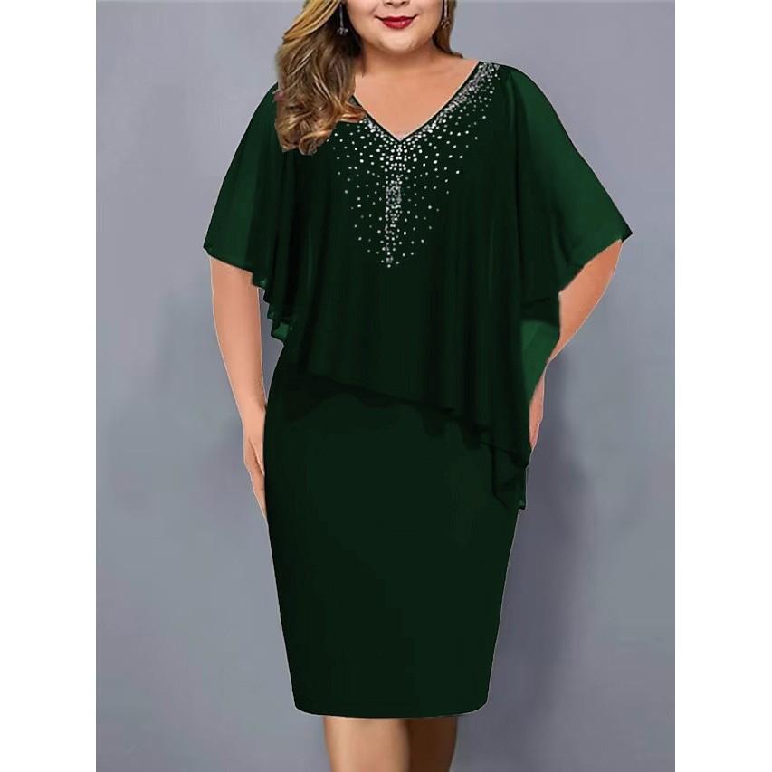 Elegante Abito Estivo in Chiffon con Inserti di Paillettes per Ufficio e Uso Casual