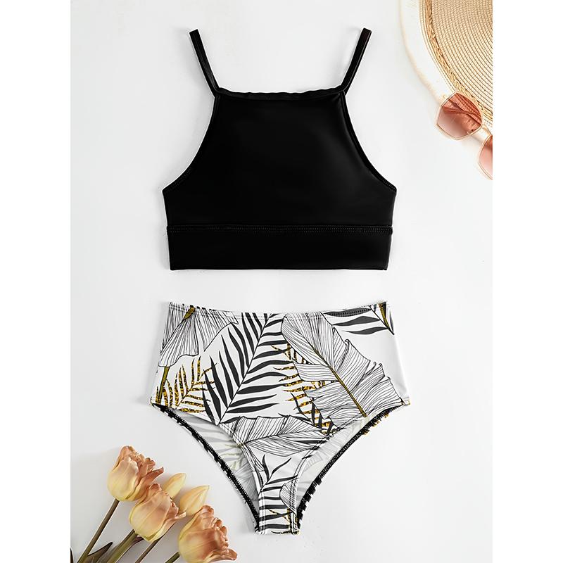 Sexy Bikini Woman High Neck Swimsuit Female Two Pieces Swimwear Women High Waist Bikinis Set Beach Wear for Bathing Suit