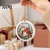 Festive Hanging Decor Acrylic Christmas Red Bird Ornament Snow Scene Pattern Xmas Tree Nature Inspired Seasonal Decorations Decor Retro Round
