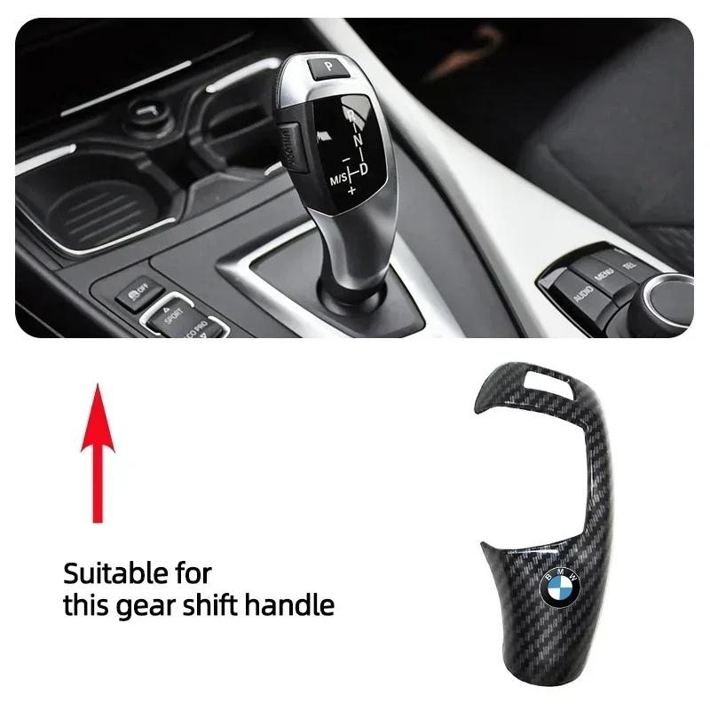 -Car Gear Shift Handle Sticker Carbon Fiber Pattern Protective Cover For BMW M X1 X2 X3 X4 X5 X6 X7 E30 E39 E46 E60 E61 E90 E70