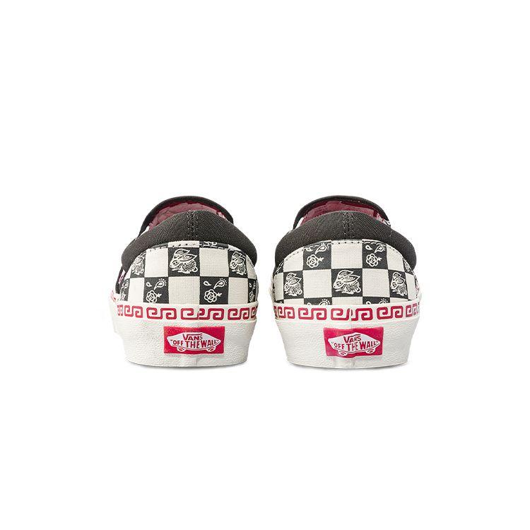 Vans Slip-On Rabbit Year Zodiac Leather Fabric Checkerboard Low-Top Skate Shoes Unisex Sneakers Black White VN0A5JLXBMA
