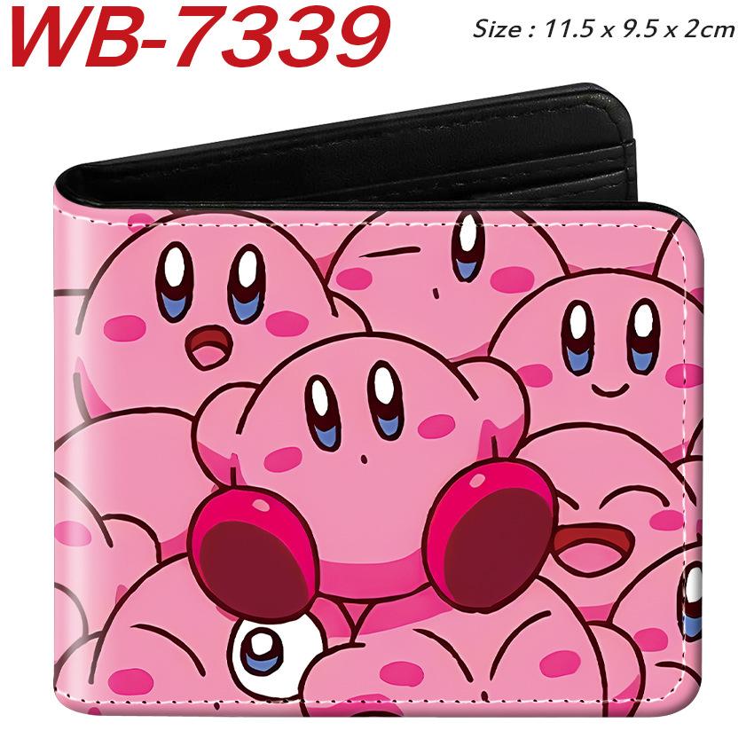 Kirby Short Trifold Wallet Cute Kawaii Anime Pink Mini Coin Purse for Women Girls Students 1pcs