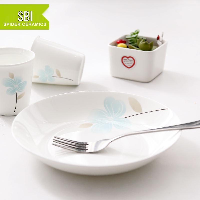 Korean Style Round Soup Plate - 8 Inch Creative Bone China Ceramic Dinnerware