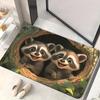 Cute Raccoon Welcome Doormat Cartoon Animal Tree Hole Floor Rug Indoor Outdoor Entrance Carpet for Living Room Home Decor