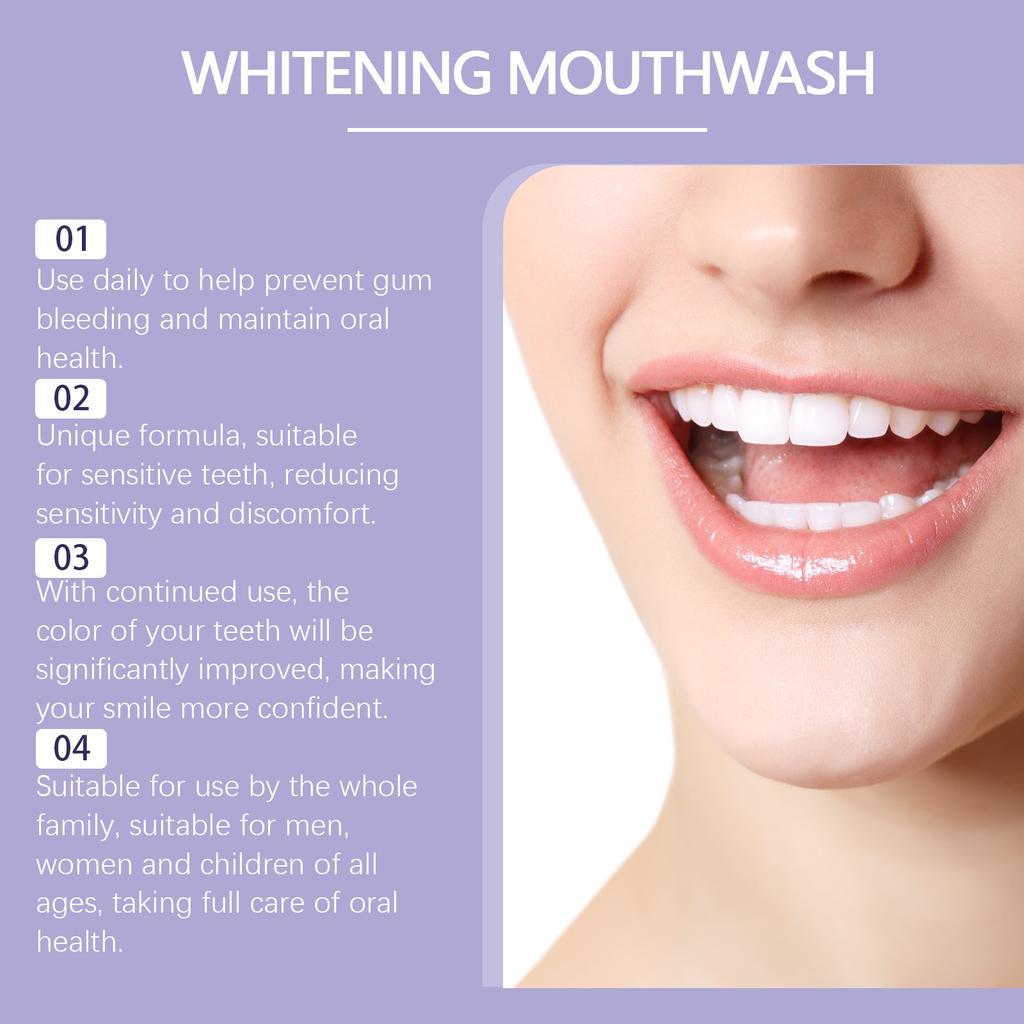 Purple Teeth Whitening Mouthwash Gentle Ingredients  Teeth, Clean Stains And Remove Odors(30ml)