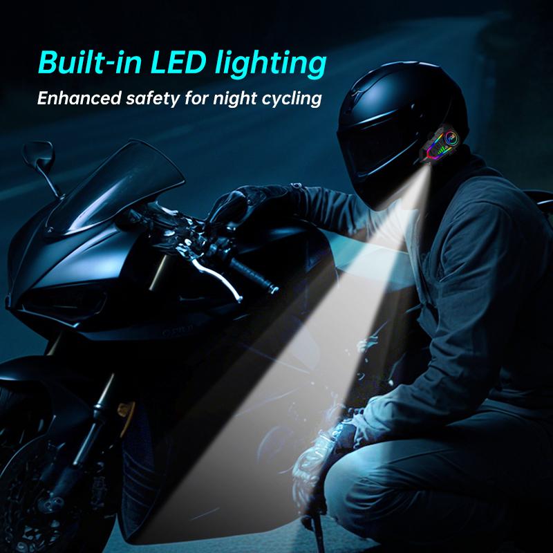 Helmet Headphones Bluetooth 6.0 Waterproof Front and Rear 10M Intercom with Lighting 1000Mah 20 Hours of Battery Life Free Call