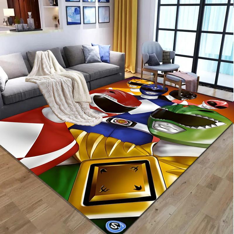 Mighty Morphin Power Rangers Pattern Rug, Indoor/Outdoor Mat, for Picnic, Gameroom, Bedroom, Office, Living Room, Home Decor Carpet, Birthday Gift