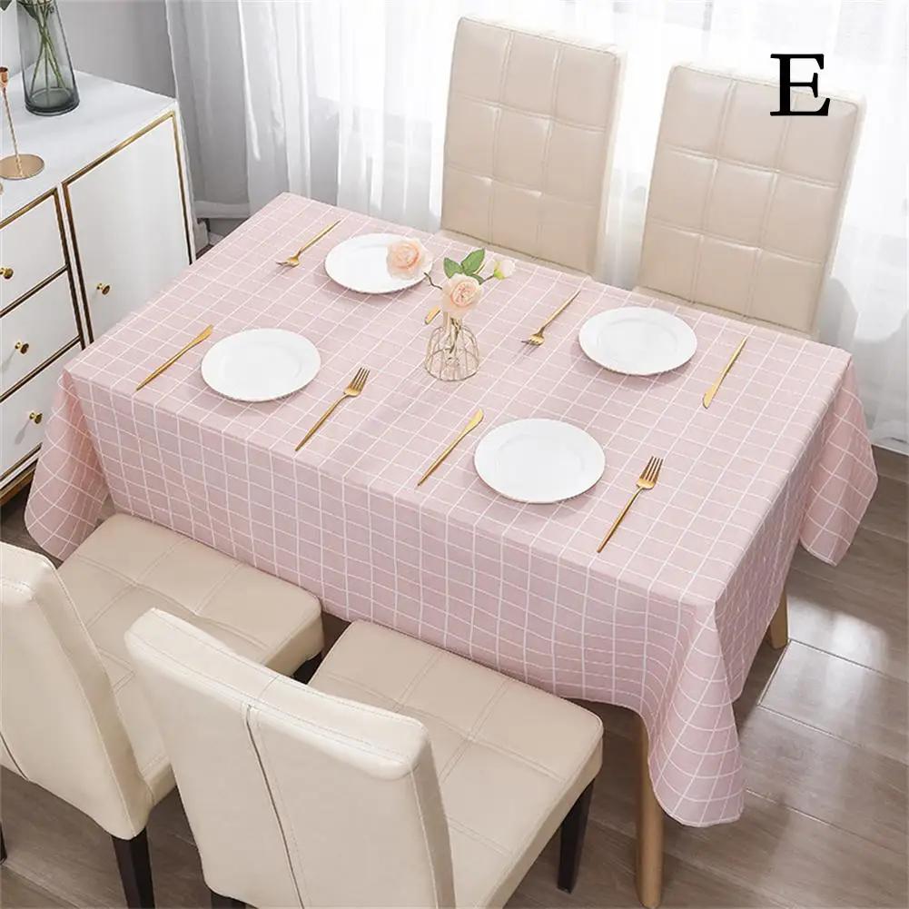 Checkered Tablecloth No Wash Waterproof Oil Dust Prevention Table Dining Cloth Checkered Coffee Mat Table Y9H7