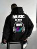 Trendiger Unisex-Pullover mit Kapuze und Musik-Kopfhörer-Design, perfekt für den lässigen Alltag oder als Weihnachtsgeschenk