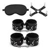 Sexyhot SM Goods Restraints Handcuffs Foot Shackles Cross Shape Adjustable Eye Mask Bed Restraint Blindfold SM Beginner SM Play PU Set of 4