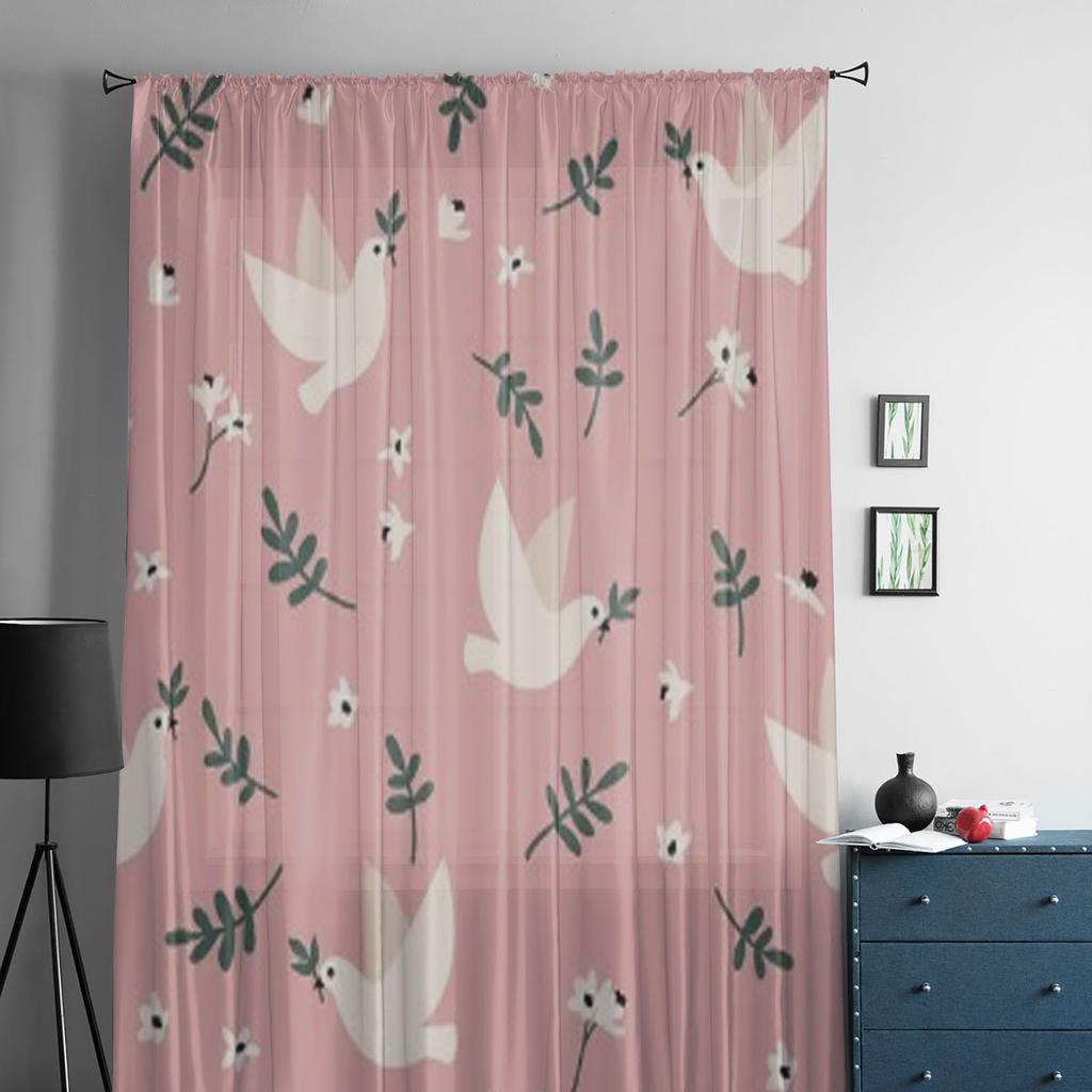 Colombe Fiori Foglie Tulle Tende Trasparenti per Finestre per Soggiorno La Camera da Letto Moderne Tende in Chiffon Voile Organza Decorazione Drappeggi